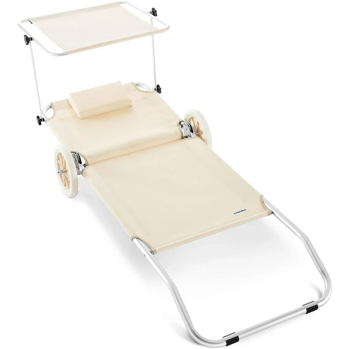 Zusammenklappbare Liege mit Rädern - beige - 150x52 cm - 2