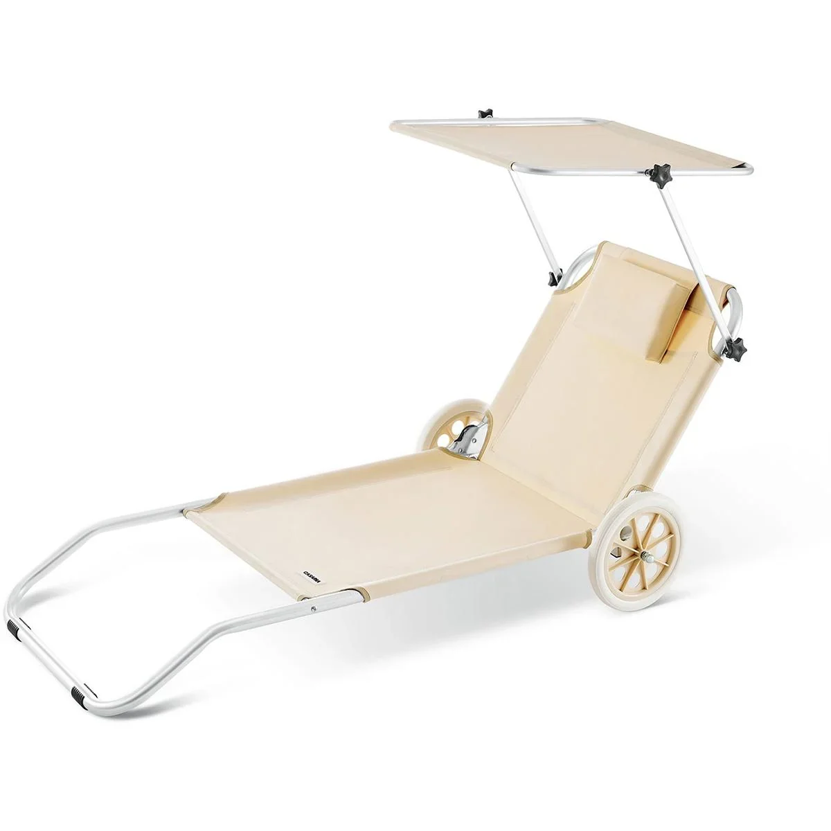 Zusammenklappbare Liege mit Rädern - beige - 150x52 cm - 3