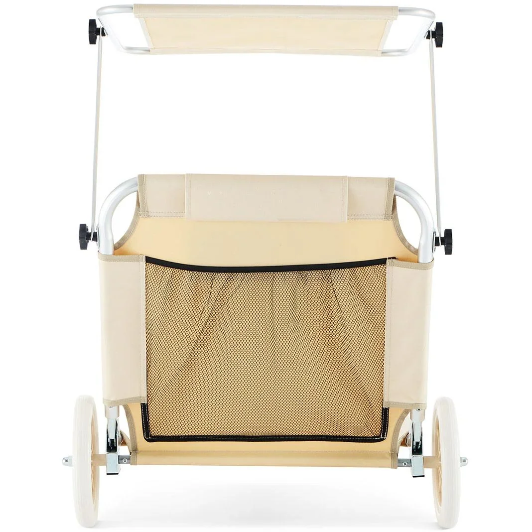 Zusammenklappbare Liege mit Rädern - beige - 150x52 cm - 8