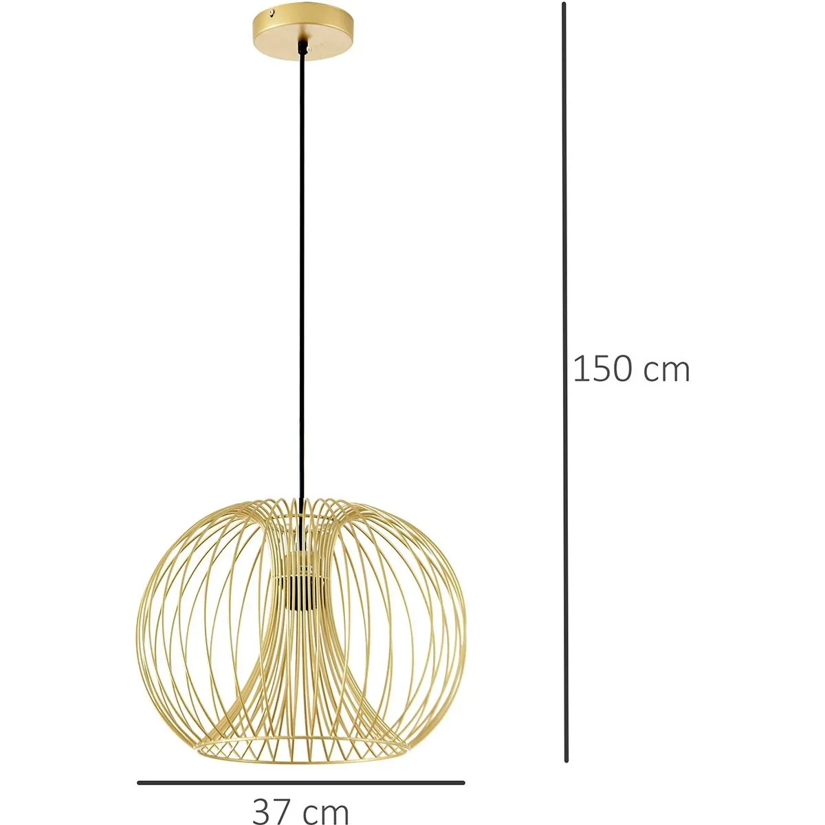 Pendelleuchte mit goldenem gebogenem Stahlrahmen gold - 1