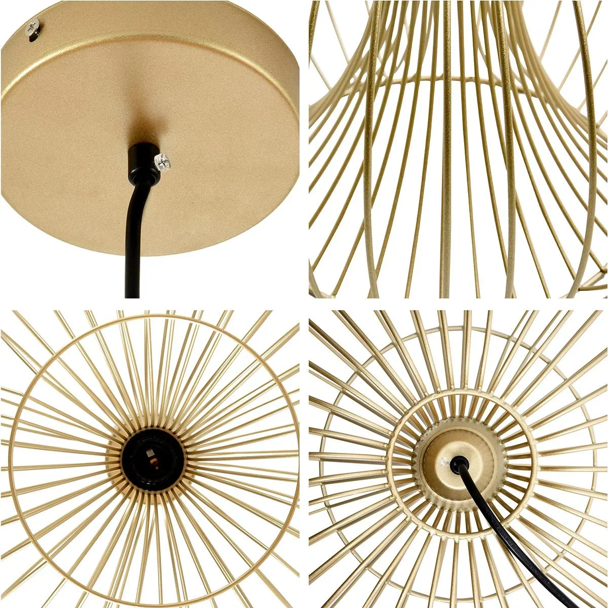 Pendelleuchte mit goldenem gebogenem Stahlrahmen gold - 2