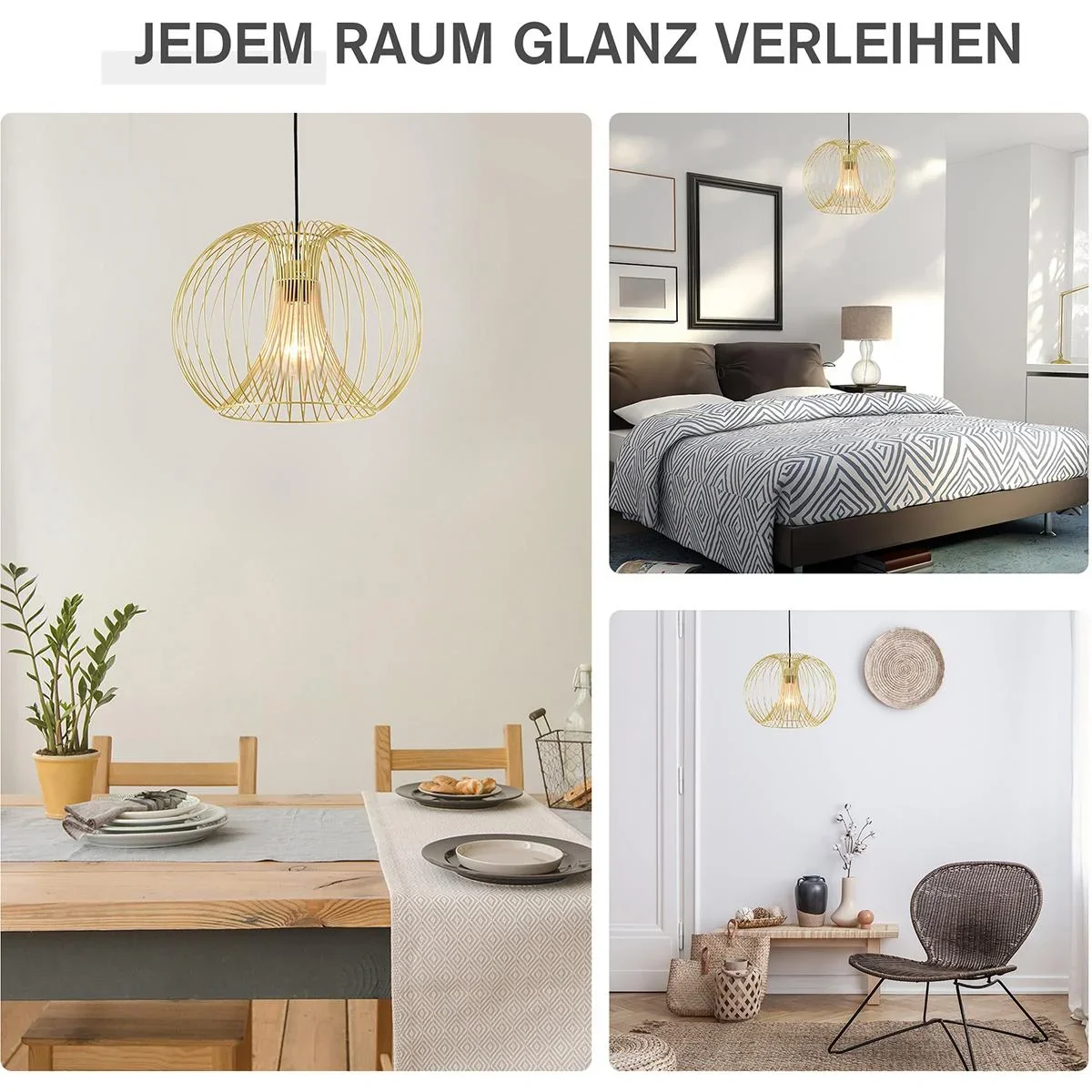 Pendelleuchte mit goldenem gebogenem Stahlrahmen gold - 4