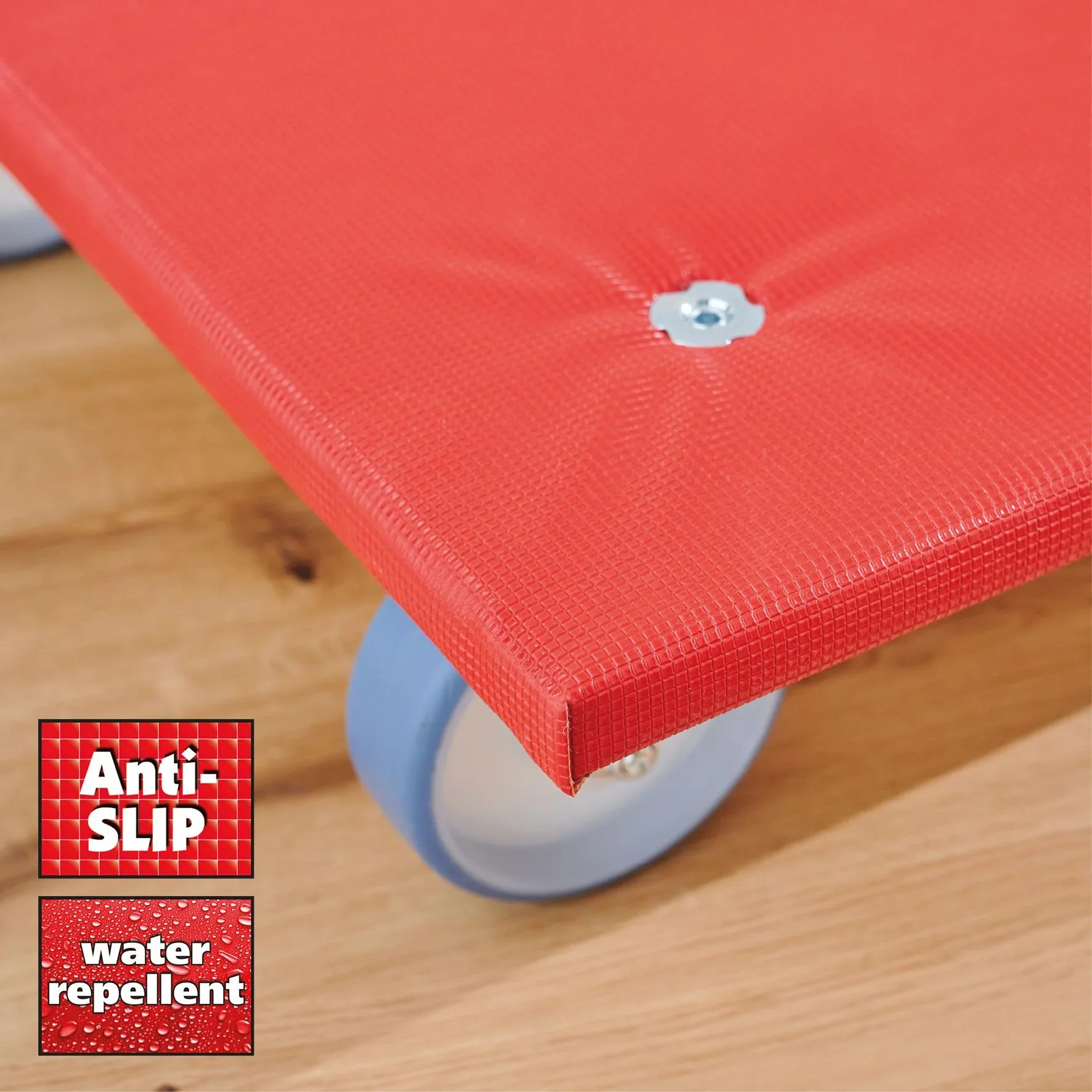 Transporthilfe MM 1397, 59 x 49 x 14 cm, harte Rollen Ø 100 mm, Rollenlager, Platte FSC® bezogen, Tragkraft 400 kg - 0