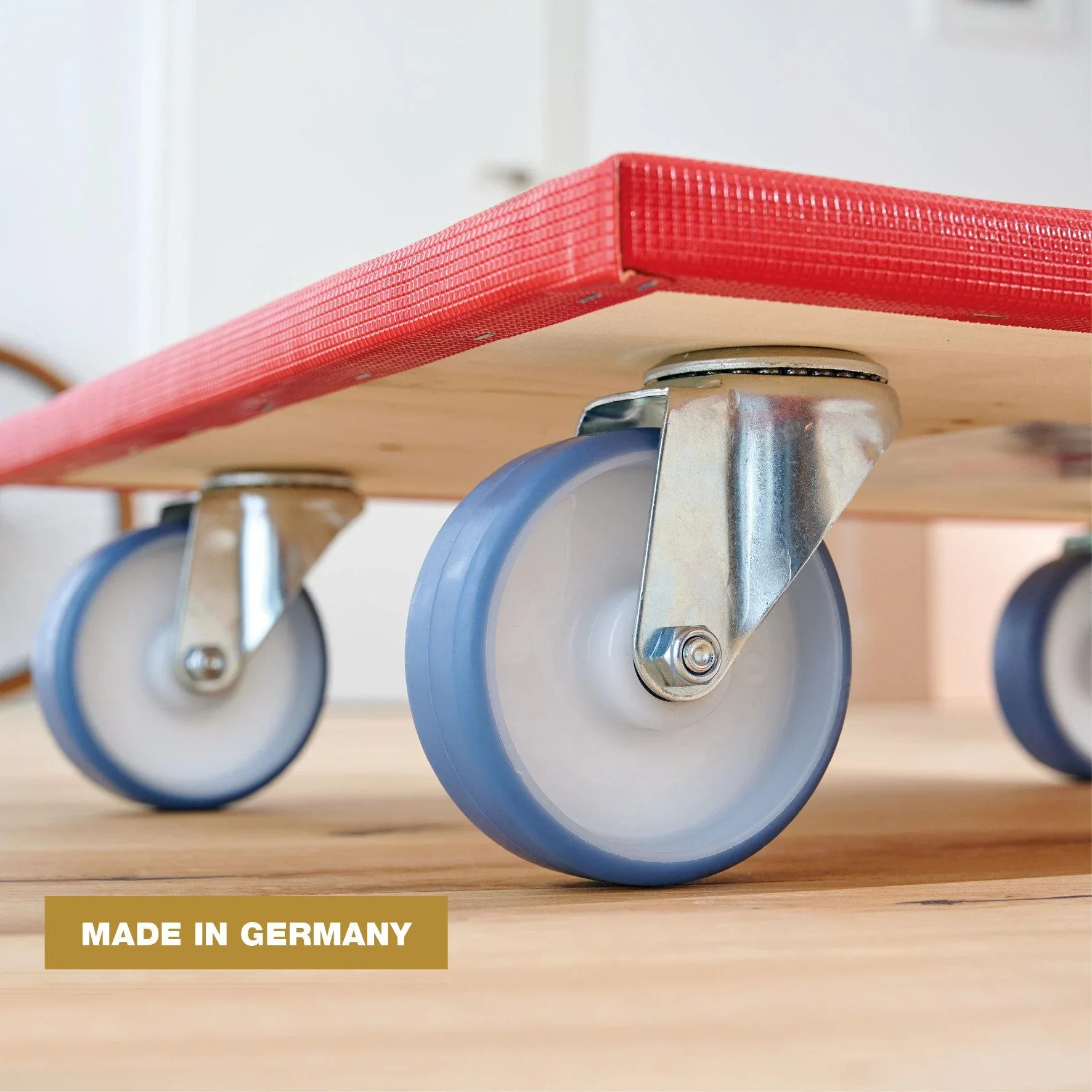 Transporthilfe MM 1397, 59 x 49 x 14 cm, harte Rollen Ø 100 mm, Rollenlager, Platte FSC® bezogen, Tragkraft 400 kg - 2