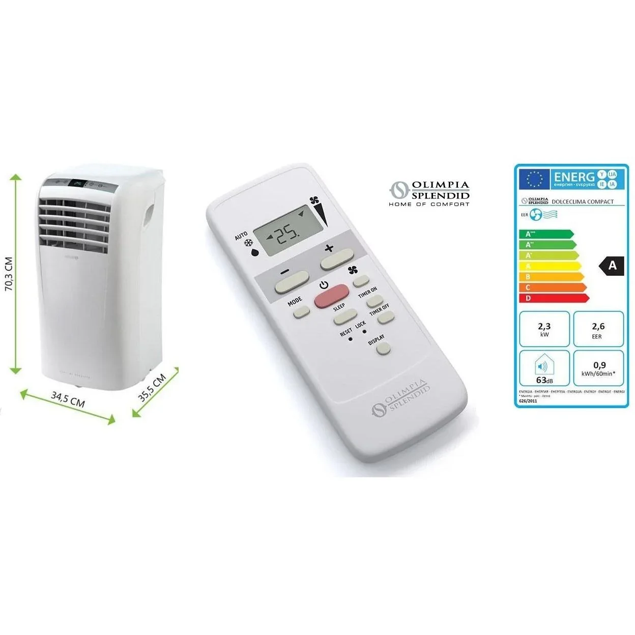Olimpia Splendid Dolceclima Compact 9 P - Mobile Klimaanlage - Luftkühler - 5