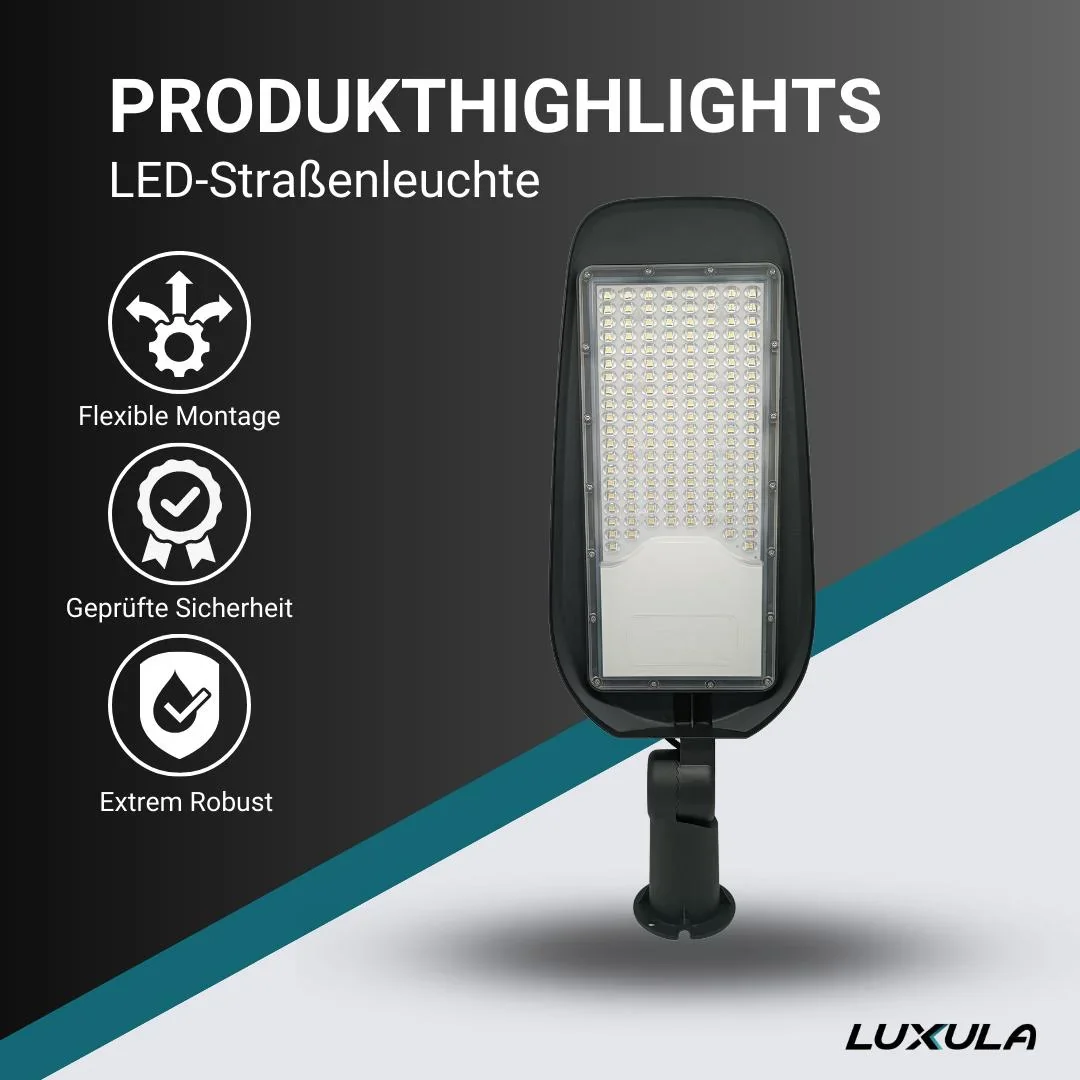 LED-Straßenleuchte 50 W bietet 5800 lm, 5000 K (neutralweiß) & IP65 Schutz - 2