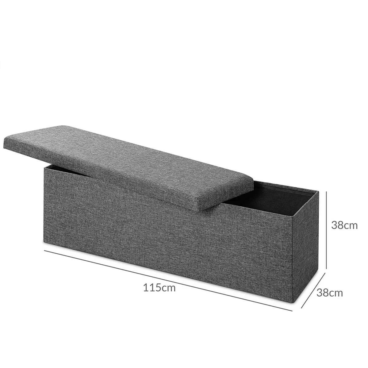Sitzbank mit Stauraum - klappbar Dunkelgrau 115x38x38cm - 0