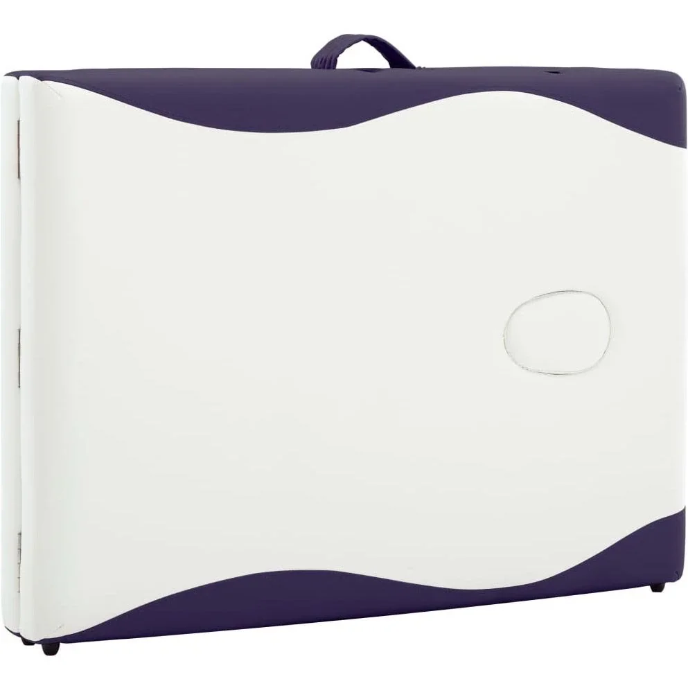 Klappbarer Massagetisch 2 Zonen Holz weiß und lila - 3