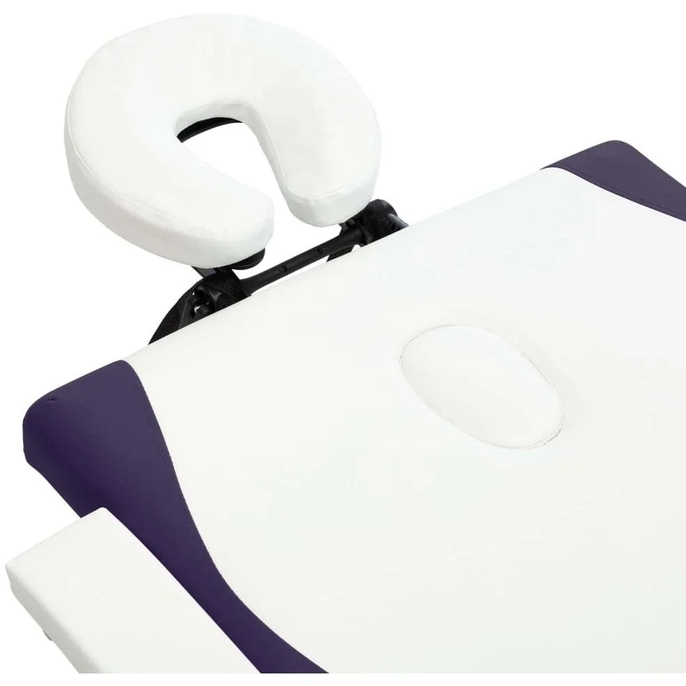 Klappbarer Massagetisch 2 Zonen Holz weiß und lila - 6