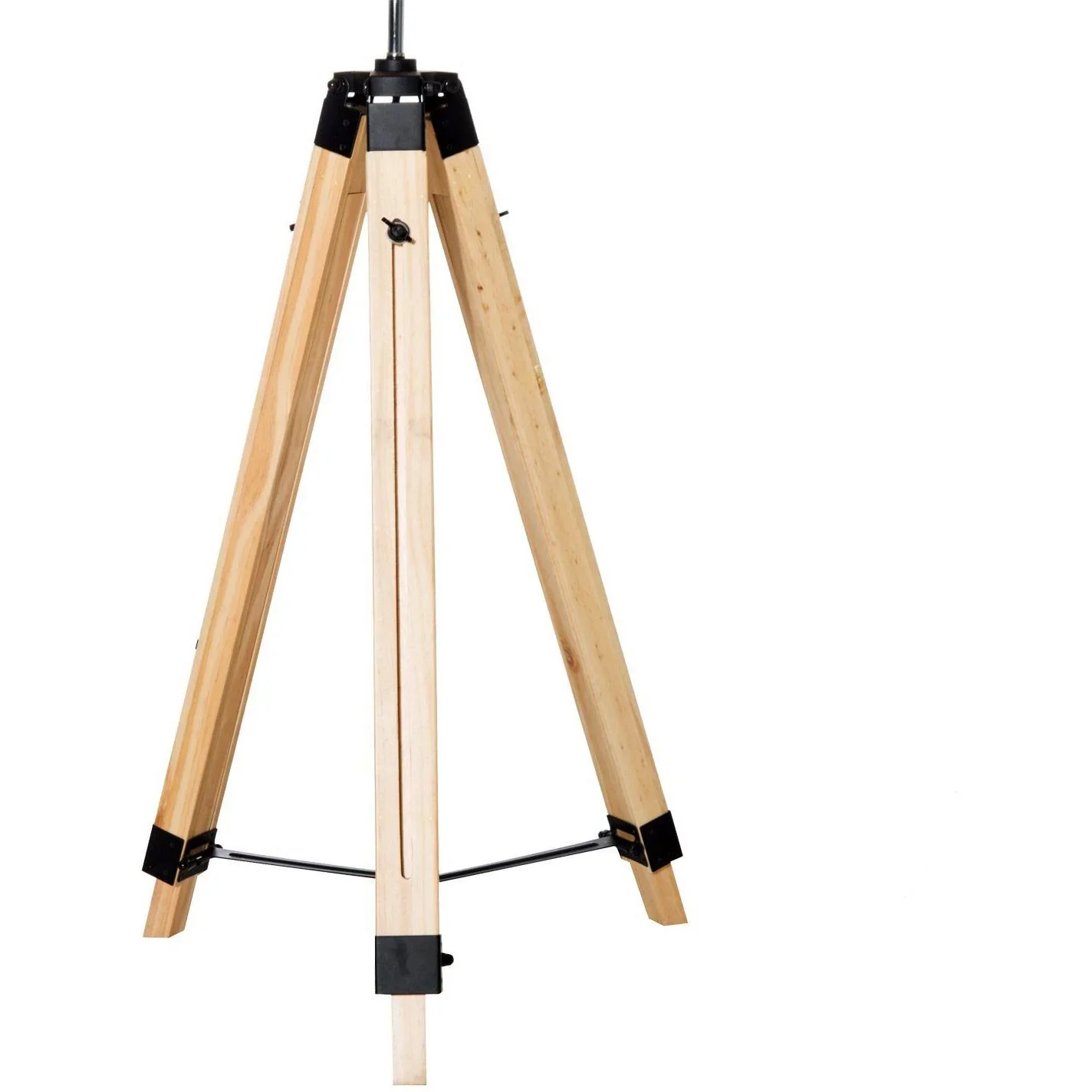 Stehlampe Dreibein höhenverstellbar 99-143cm E27 Kiefer Beige - 1