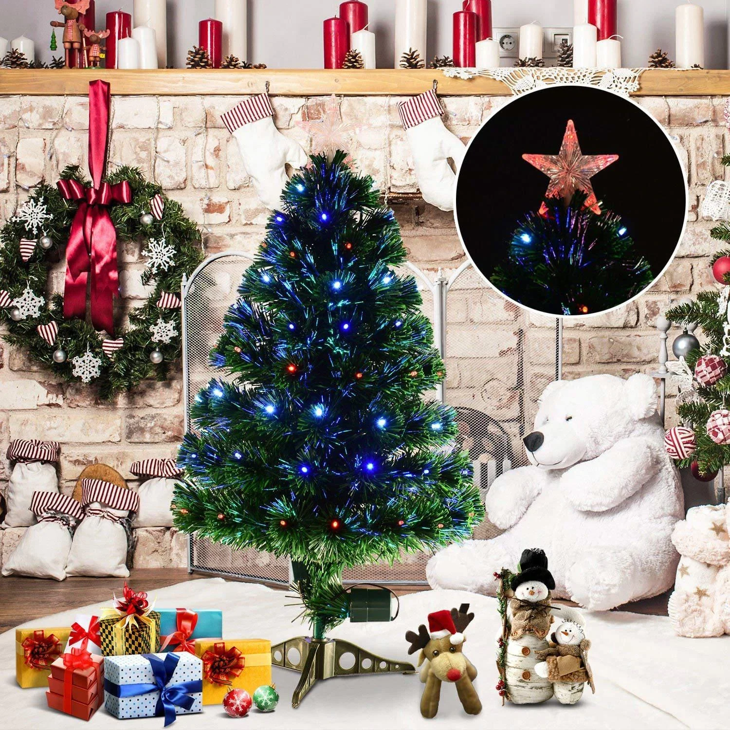Weihnachtsbaum Tannenbaum 90 LEDs Stern Grün 48x90cm - 2