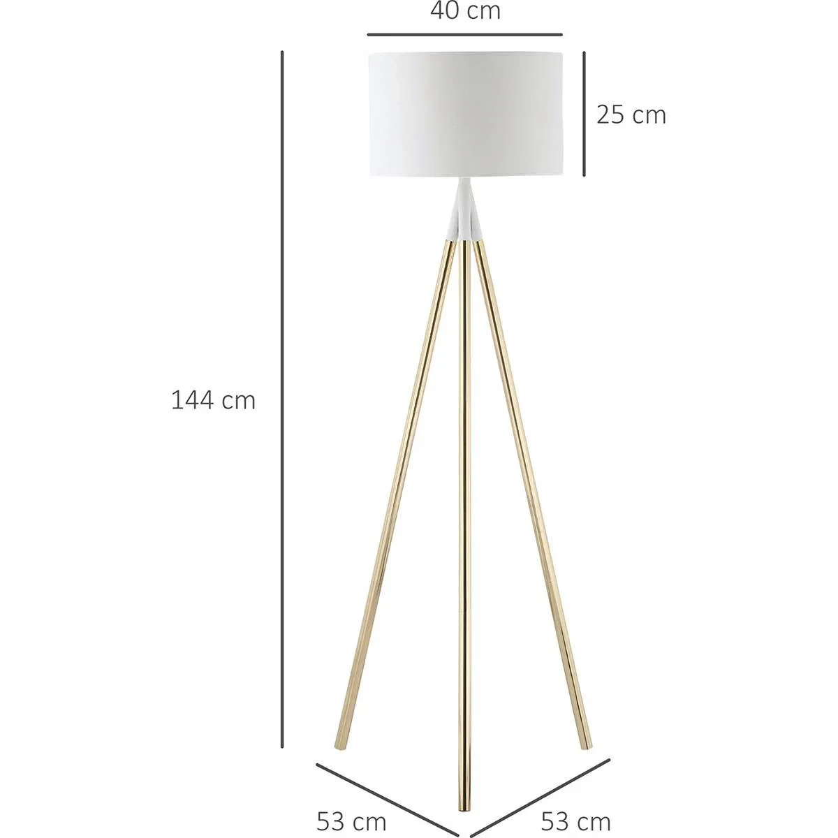 Stehlampe Wohnzimmer Tripod Stehleuchte 40W moderne Standleuchte mit E27 Fassung Metallfuß für Schlafzimmer Büro Weiß+Go - 3