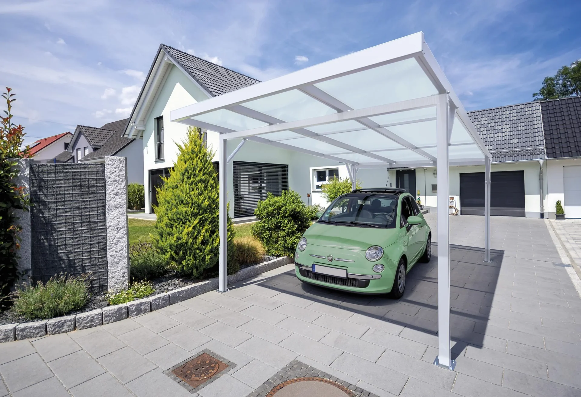 Carport Premium, weiß, 3094 x 5620 mm - Klima blue - 0