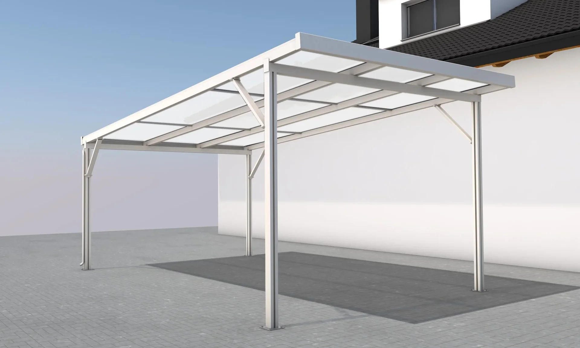 Carport Premium, weiß, 3094 x 5620 mm - Klima blue - 1