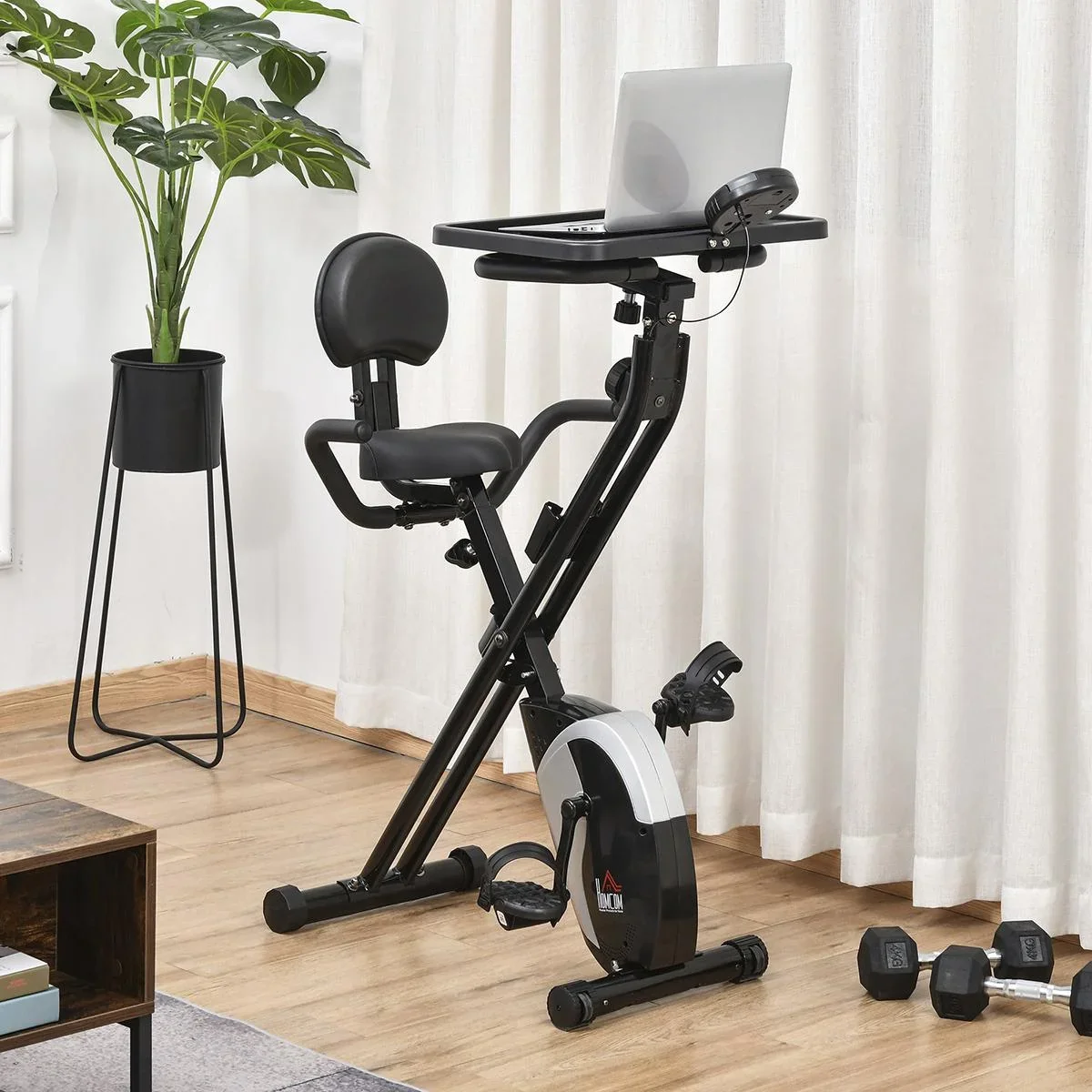 Heimtrainer Fahrradtrainer 1,5 kg Schwungrad Trimmrad mit 8 stufig einstellbarem Magnetwiderstand Rädern Stahl ABS Schwa - 1