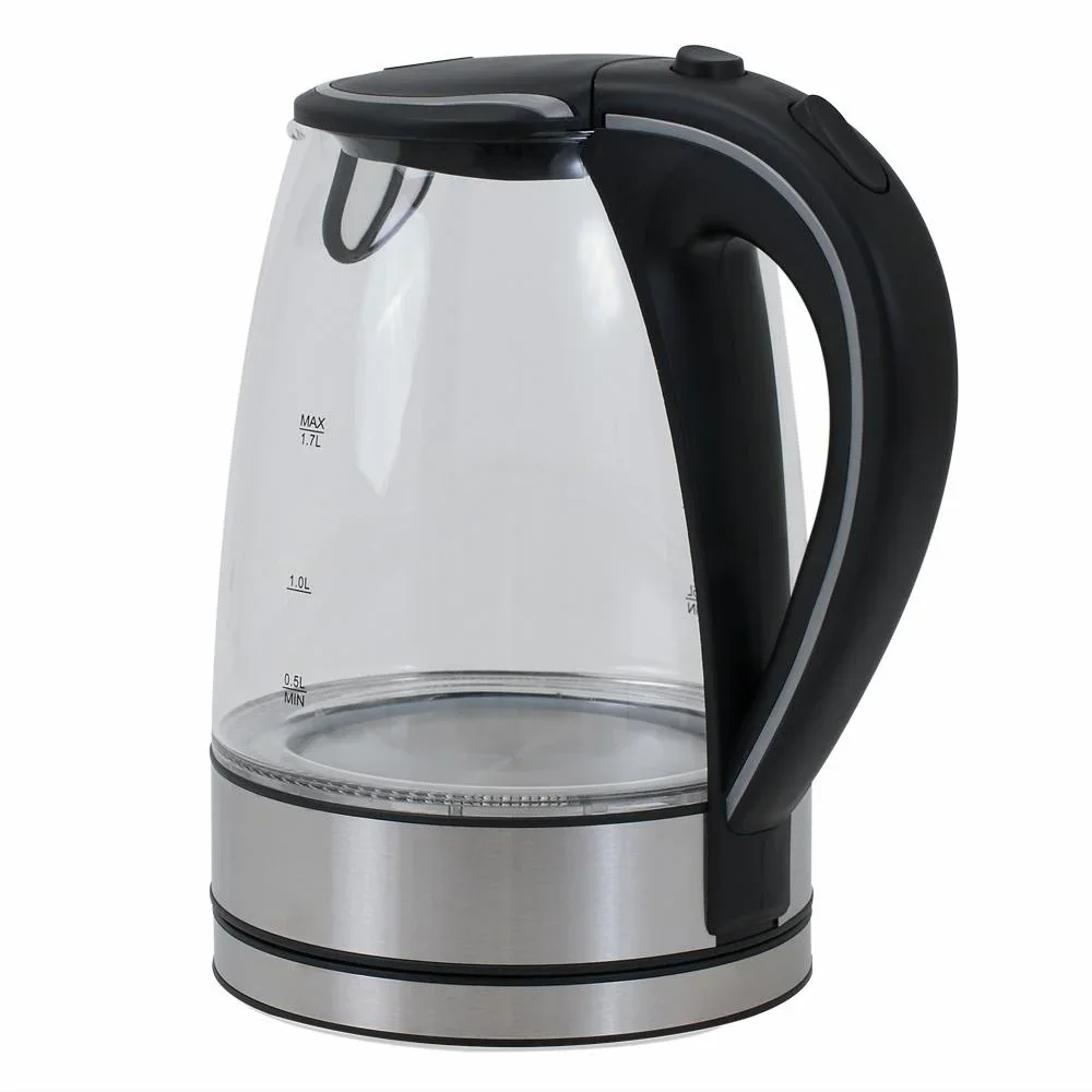 Wasserkocher schwarz/silbern Glas/Edelstahl 1,7L - 3
