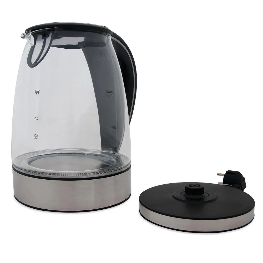 Wasserkocher schwarz/silbern Glas/Edelstahl 1,7L - 4