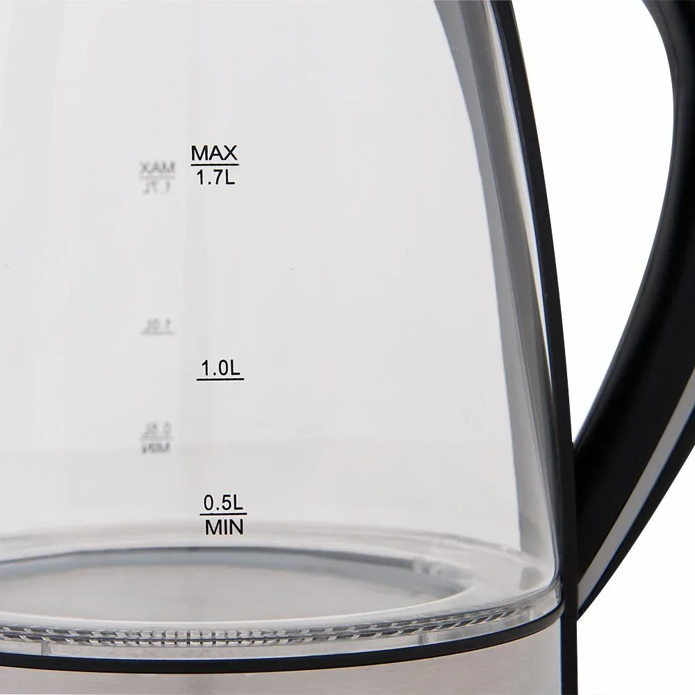 Wasserkocher schwarz/silbern Glas/Edelstahl 1,7L - 7