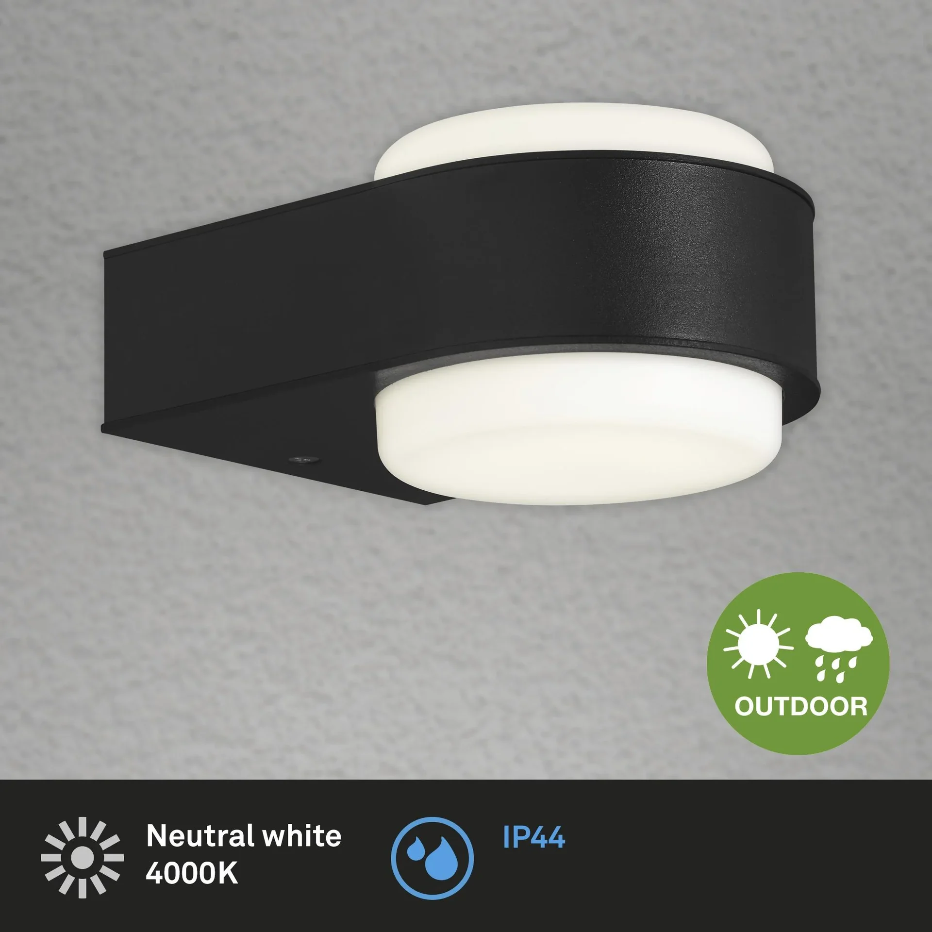 HANAU LED Außenwandleuchte, schwarz, IP44, 6,5 Watt, 650 lm, 4.000 K - 3