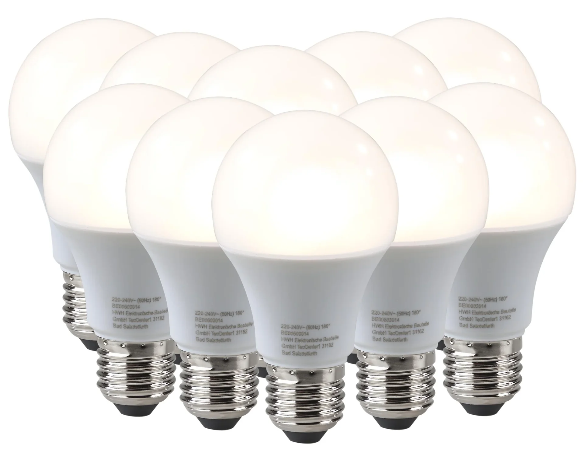 LED Lampe 10W, E27, 1055lm, warmweiß - 10 Stück - 0