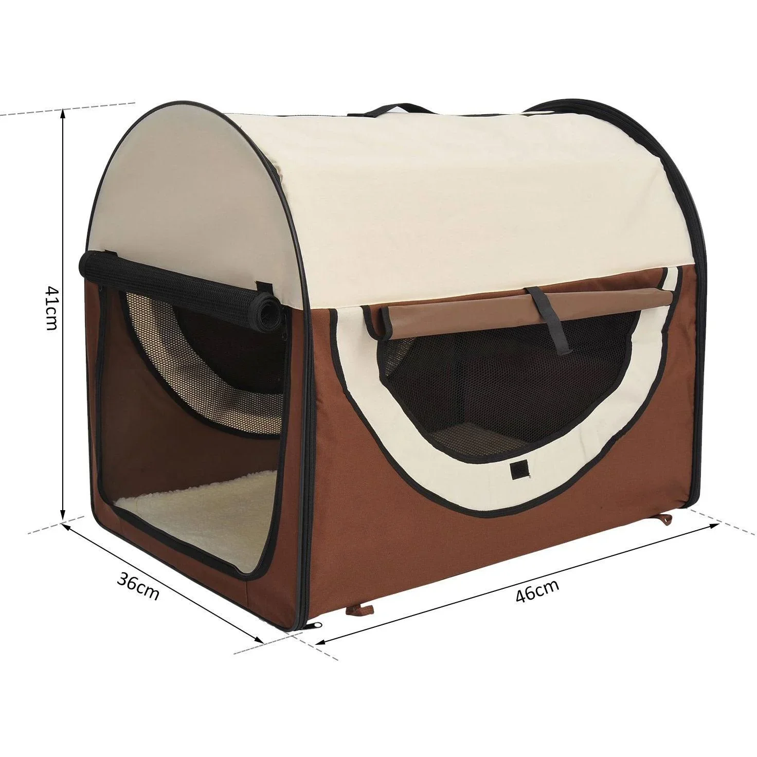 Hundetransportbox, faltbar, Größe S - 46x36x41 cm, kaffeebraun-creme - 4