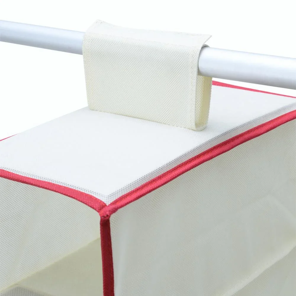 2x Garderobenbügel mit 6 Fächern in beige/rot - 0