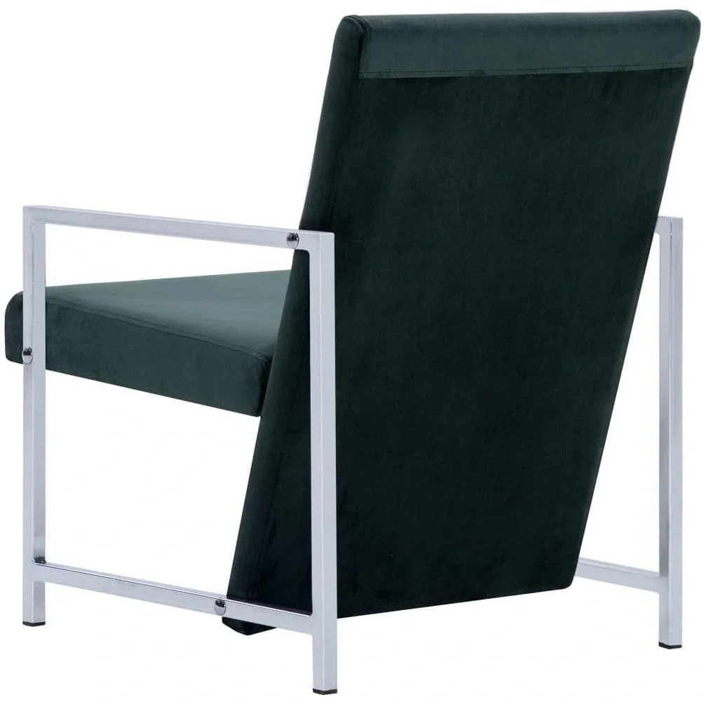 Sessel mit Chrombeinen Samt dunkelgrün - 6