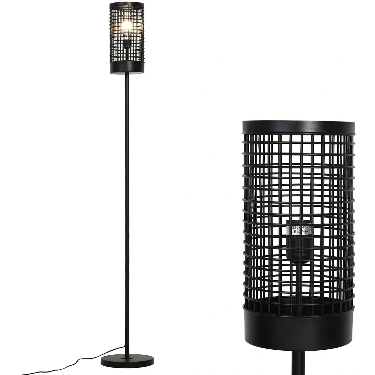 Stehleuchte für Wohnzimmer 23 x 23 x 156 cm, schwarz - 1