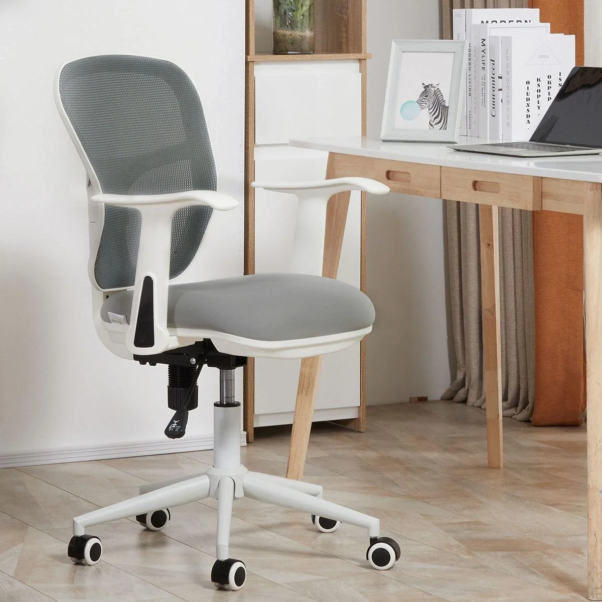 Bürostuhl Schreibtischstuhl ergonomischer Drehstuhl mit Wippfunktion Rollen Chefsessel mit Mesh Netz Computerstuhl Höhen - 4