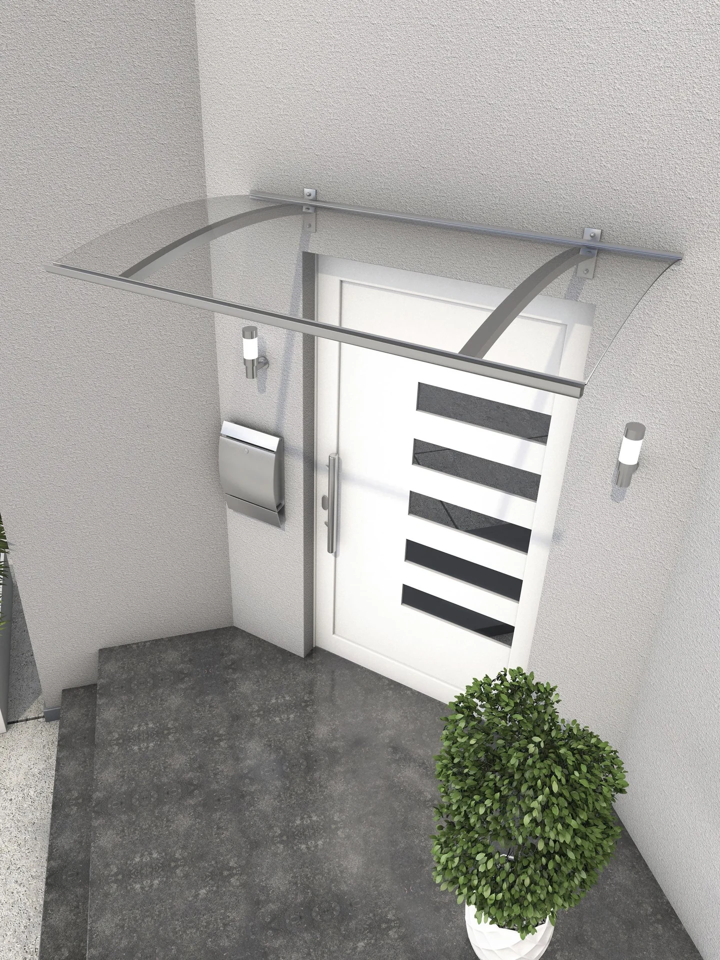 Pultvordach Typ PT/LD, 150 x 90 x 22 cm, Edelstahloptik, 3mm klar - 3