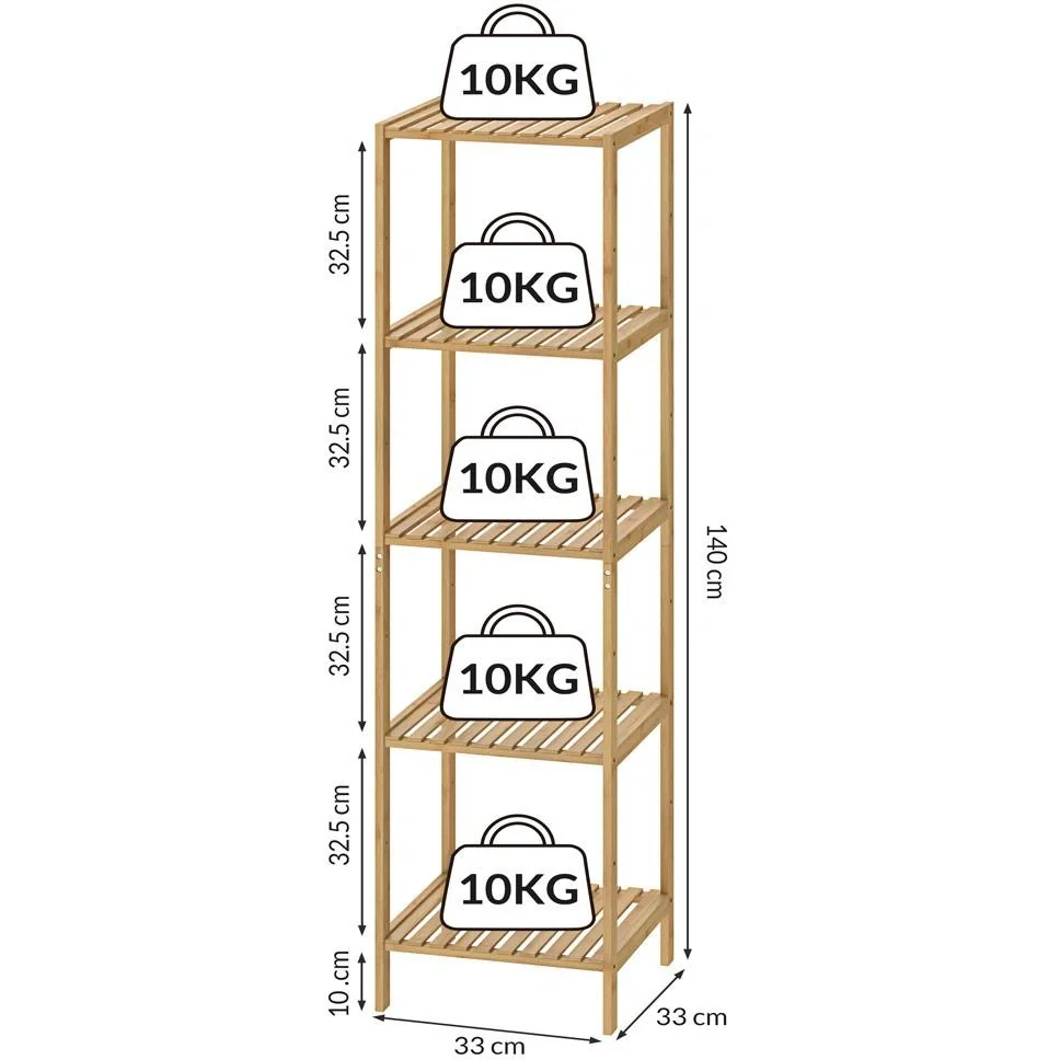 Stehendes Bad / Wohnzimmer Schrank Bambus 140x33x33cm Zeitlos Hochwertig - 4
