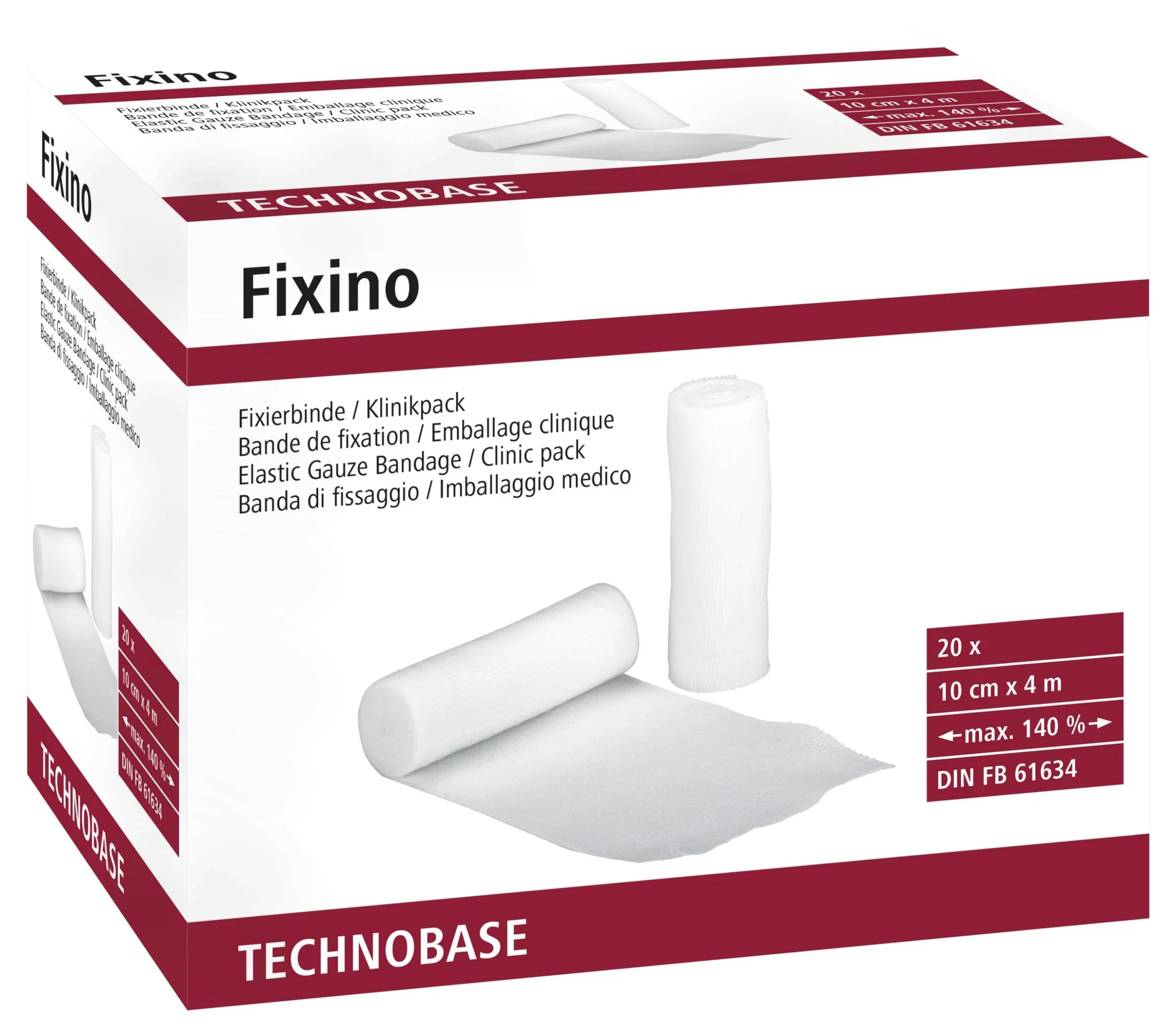 Fixierbinde Fixino 10 cm/4 m, 20 St. in Klinikverpackung - 1