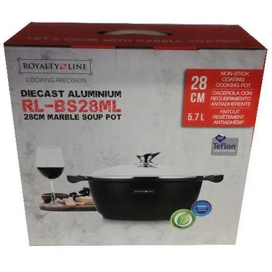 Suppenauflauf aus Marmor - mit Glasdeckel schwarz - 28 CM - 3