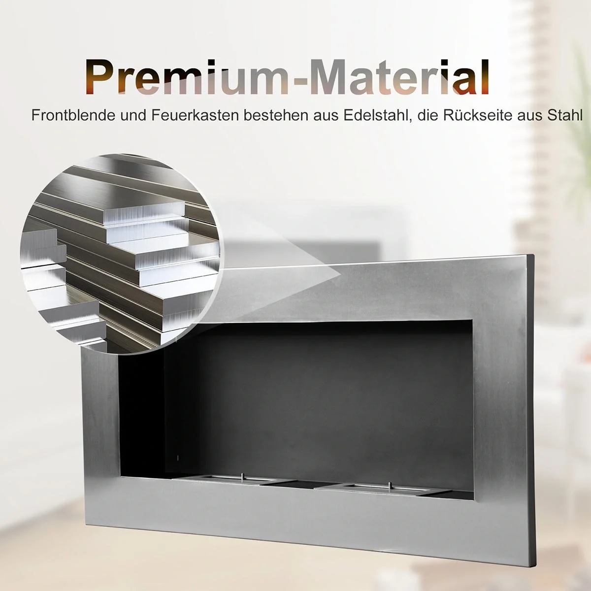 Wandkamin mit 2 Brennstoffbehältern silber - 10