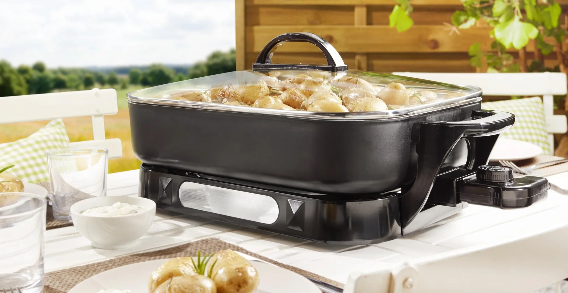 Keramik Multi-Buffetpfanne, 1500 Watt, mit Glasdeckel - 12