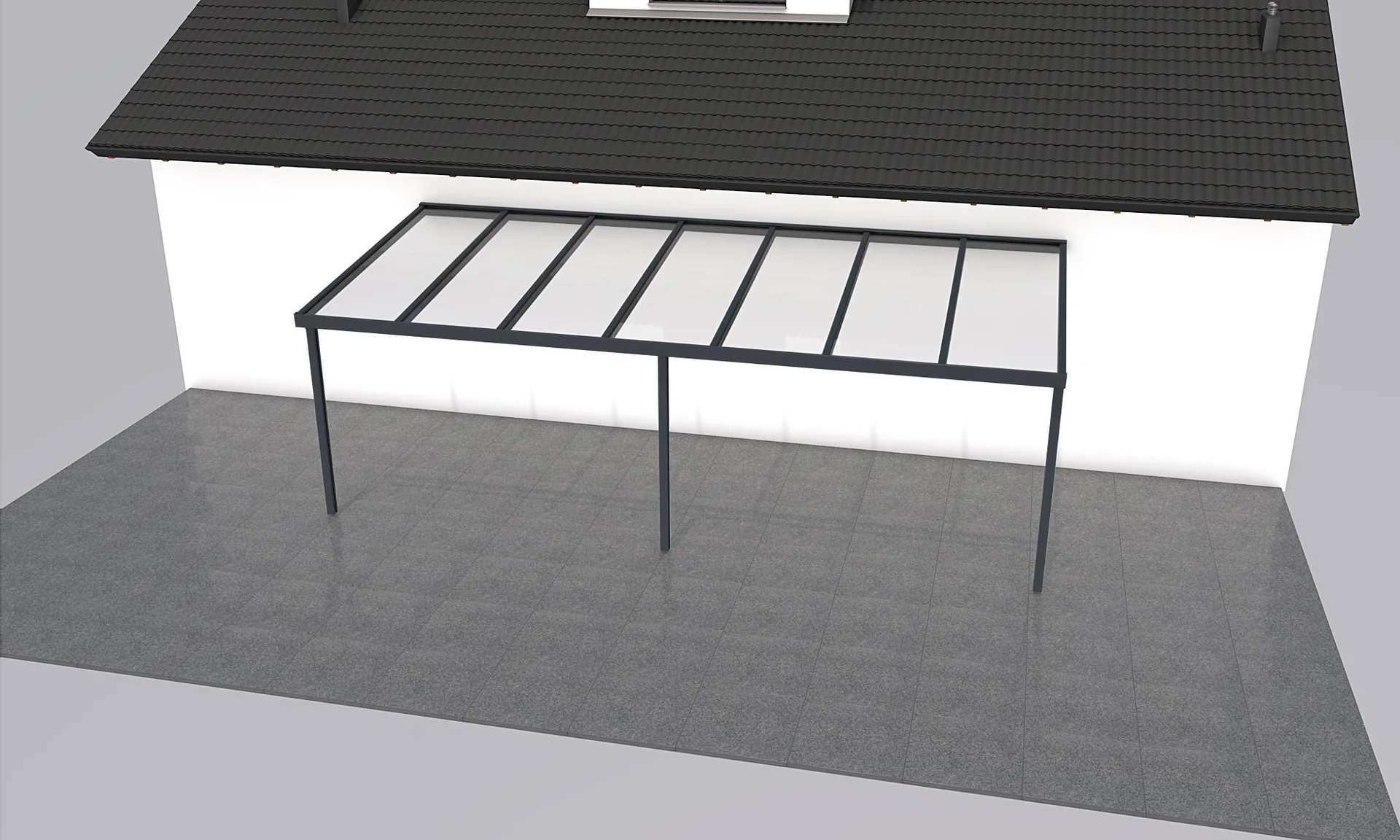 Terrassendach Premium, anthrazit, 7120 x 3060 mm - 10mm Verbundsicherheitsglas (VSG) - 2