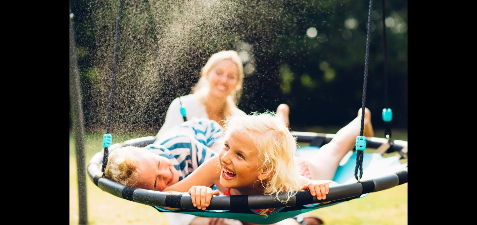 Premium Metall Nestschaukel mit Nebelsprühfunktion, Outdoor-Nestschaukel, Kinder, Schaukelseile höhenverstellbar - 11