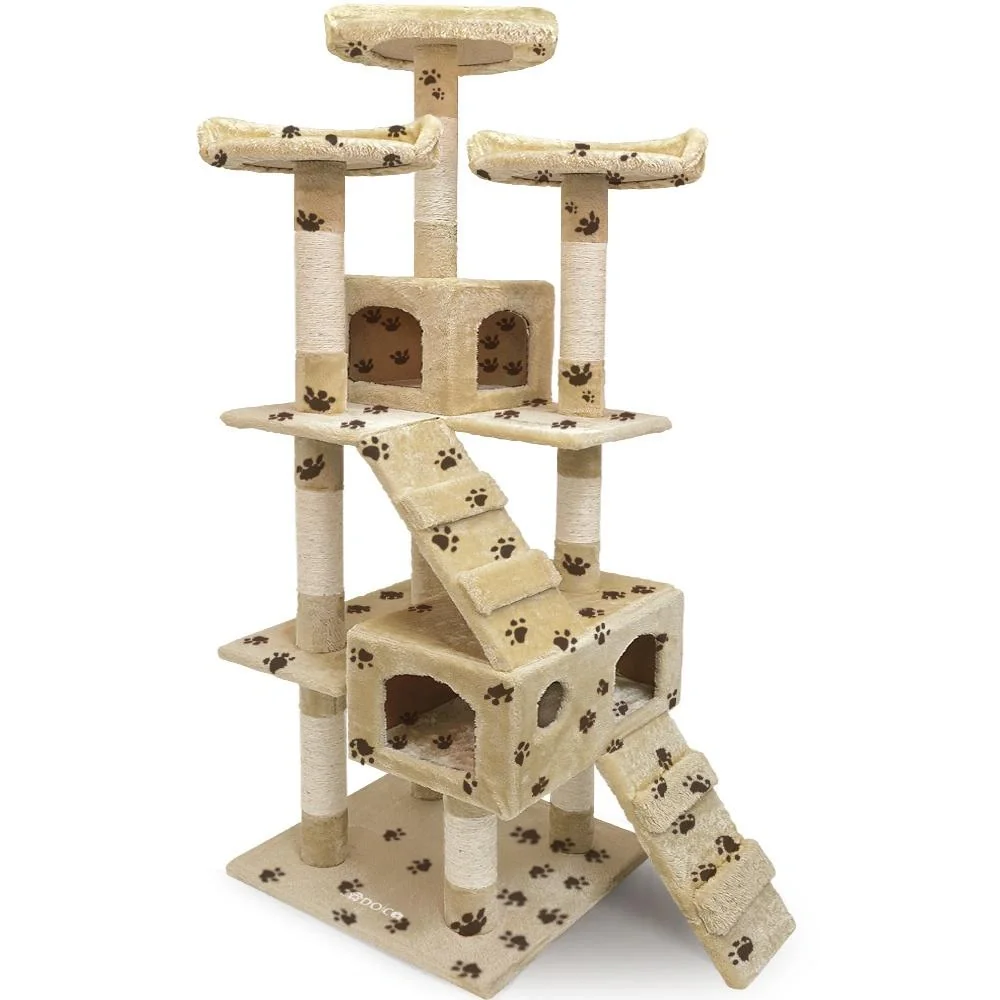 Kratzbaum 175 cm beige mit Beinmuster - 4