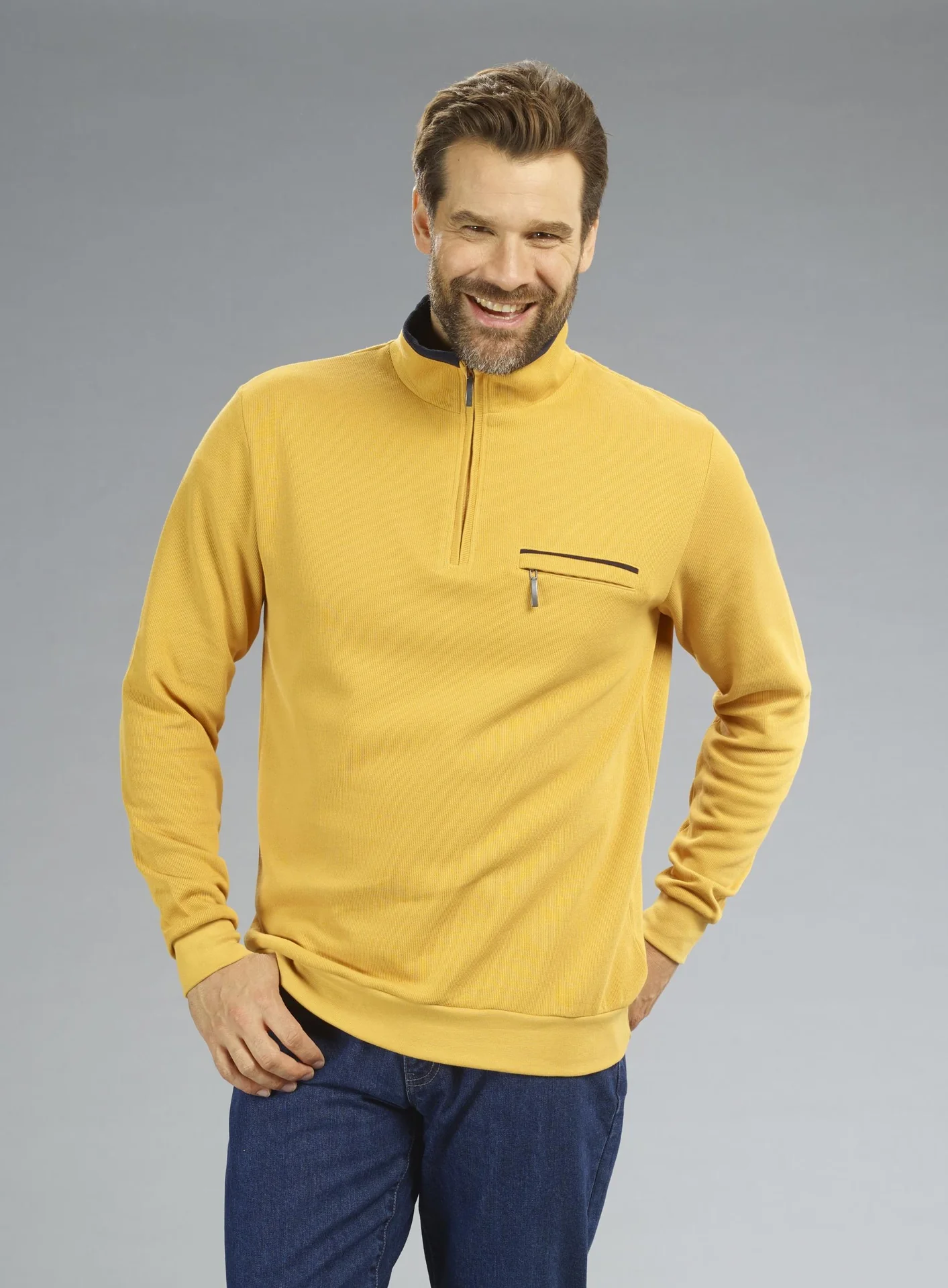 Sweatshirt mit Reißverschluß, Farbe gelb, Gr.M - 6