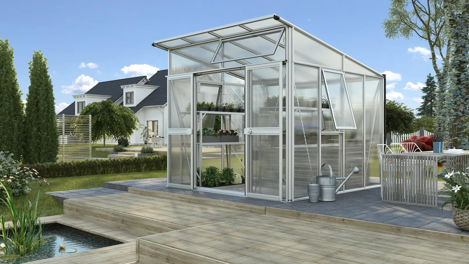 Gewächshaus Aura 11500 ESG/HKP, Farbe weiß - 2