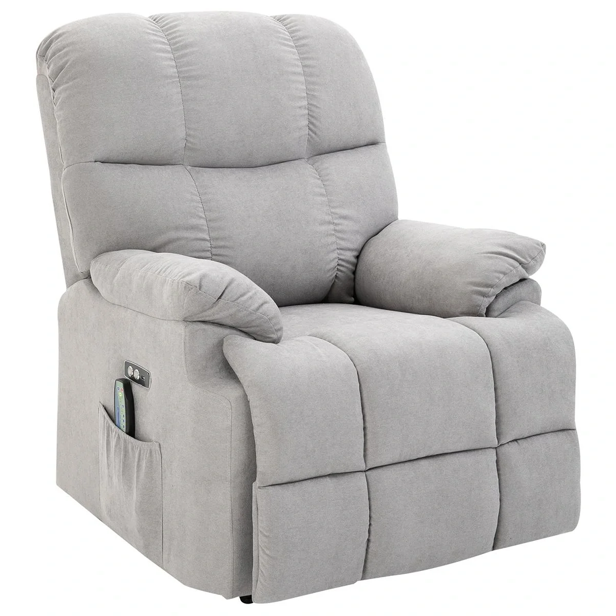 Massagesessel Aufstehhilfe Relaxsessel mit Wärmefunktion verstellbarer Winkel USB Fernbedienung Kurzplüsch Grau 83 x 95 - 4