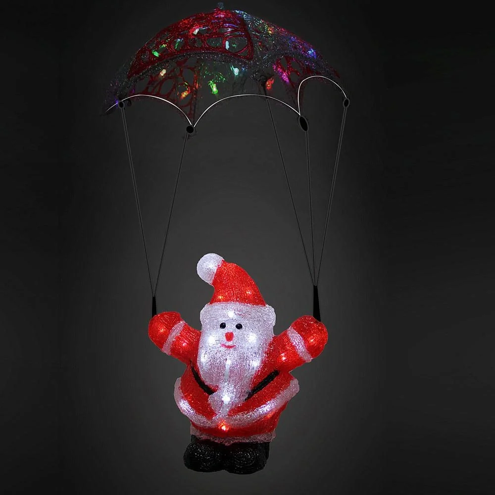 Weihnachtsfigur - 20CM MIT Lichtern Weihnachtsmann mit Fallschirm - 1