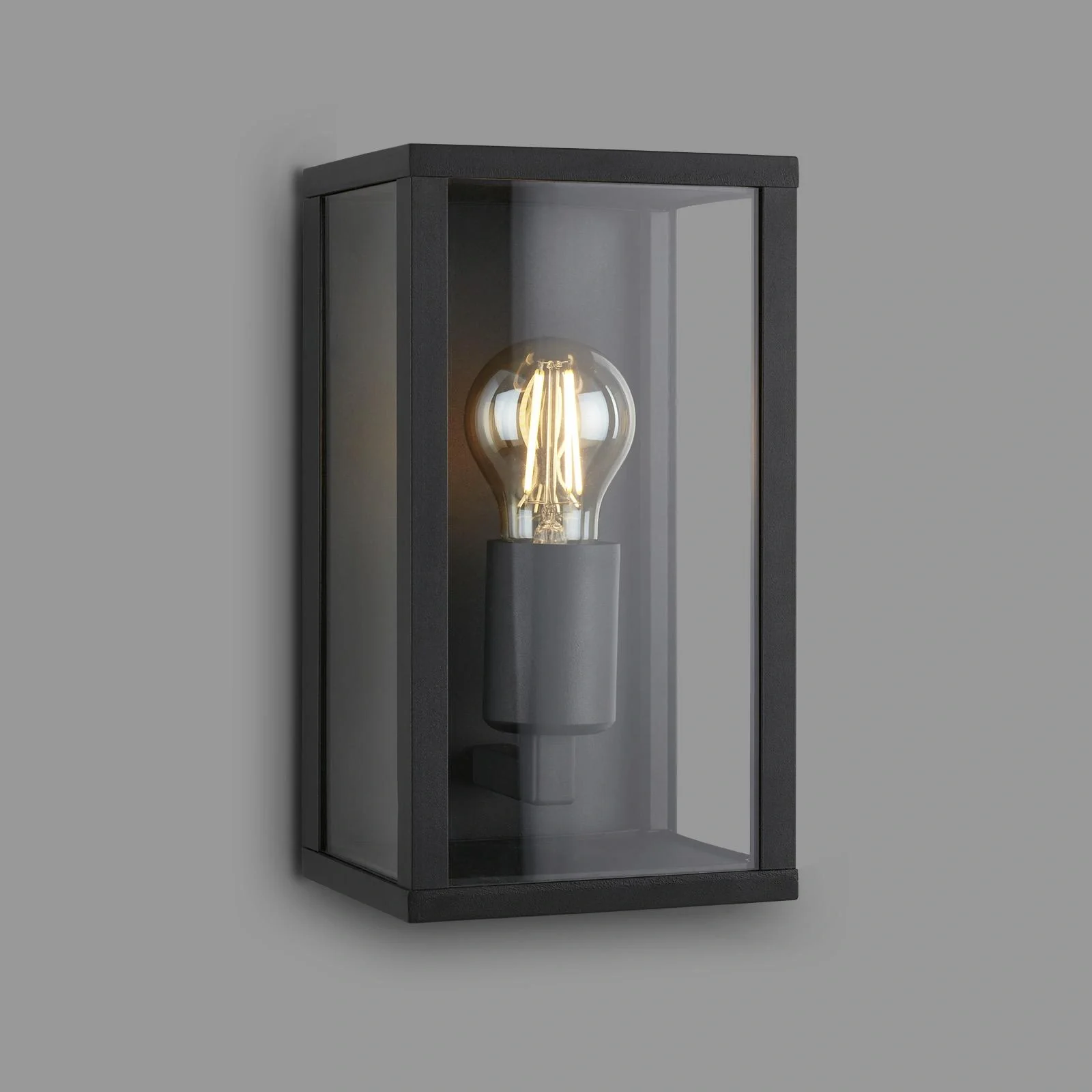 Außenleuchte, 1-flammig, IP44, Metall-Glas, schwarz, E27 Fassung - 6