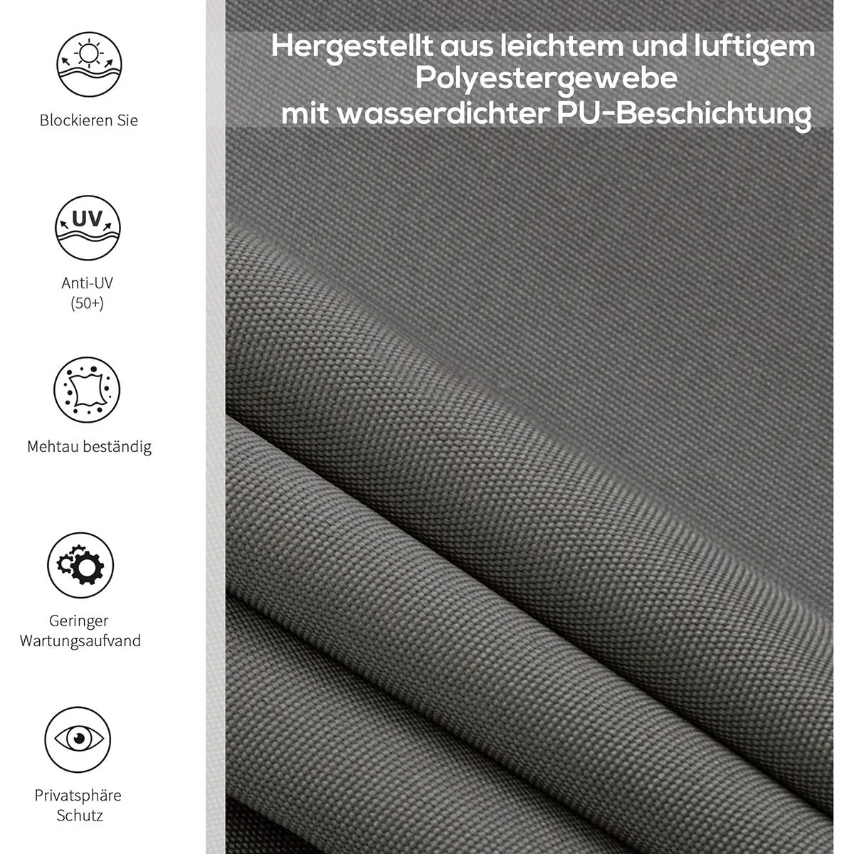 Senkrechtmarkise mit Handkurbel grau - 1