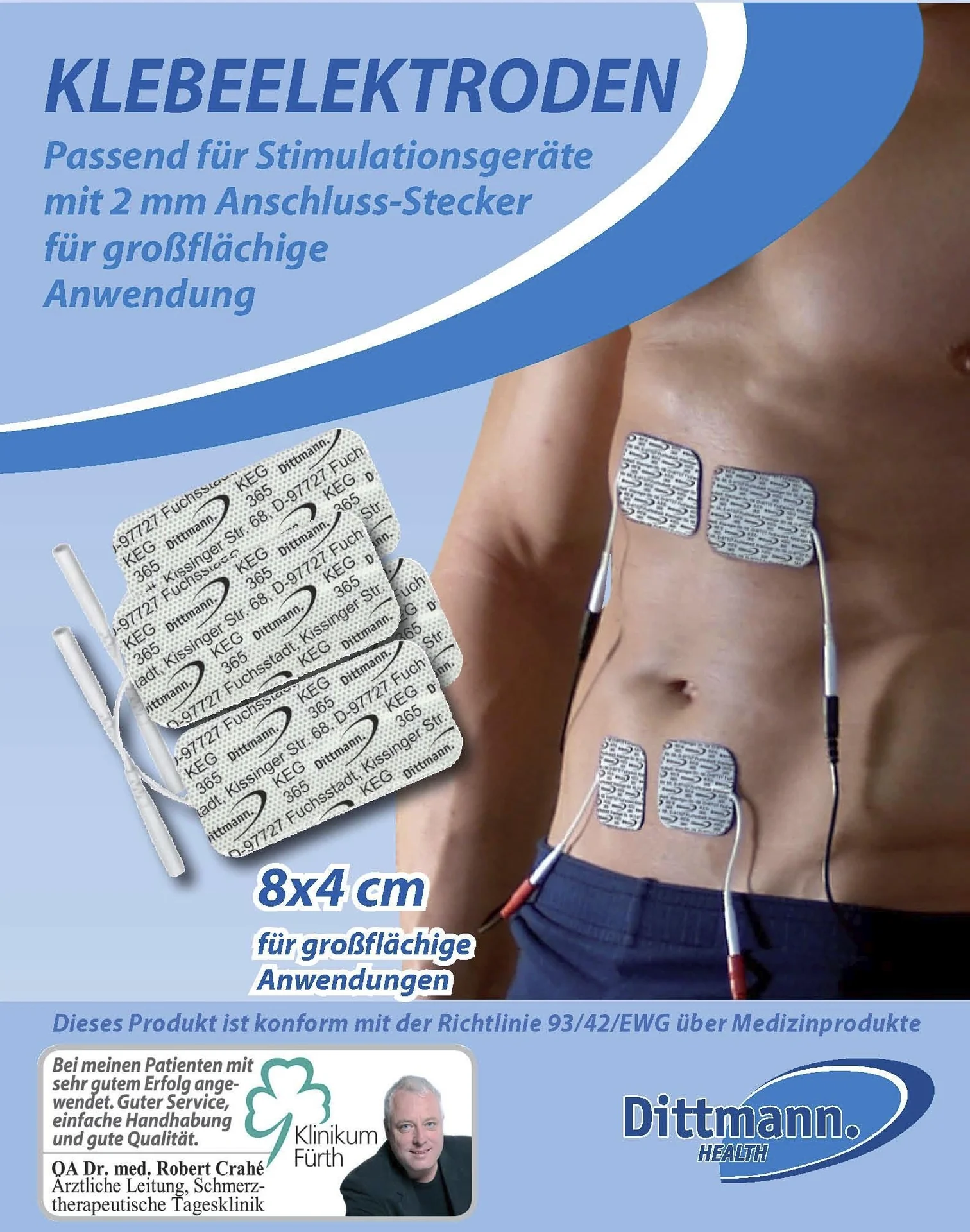 Ersatzpads für Reizstromgerät TENS 240, 8 x 4 cm, 4er Set - 2