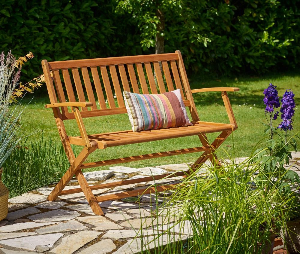 Gartenbank aus Eukalyptusholz 120x55x90cm FSC-zertifiziert klappbar - 2