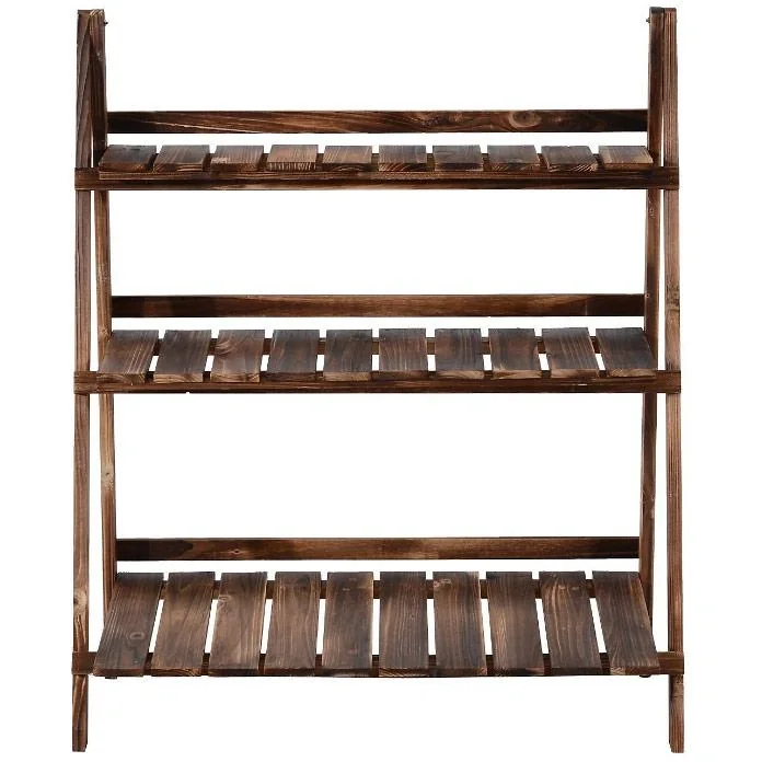 Pflanzentreppe L80 x W37 x H93cm Blumenregal 3 Stufen Tannenholz - 7
