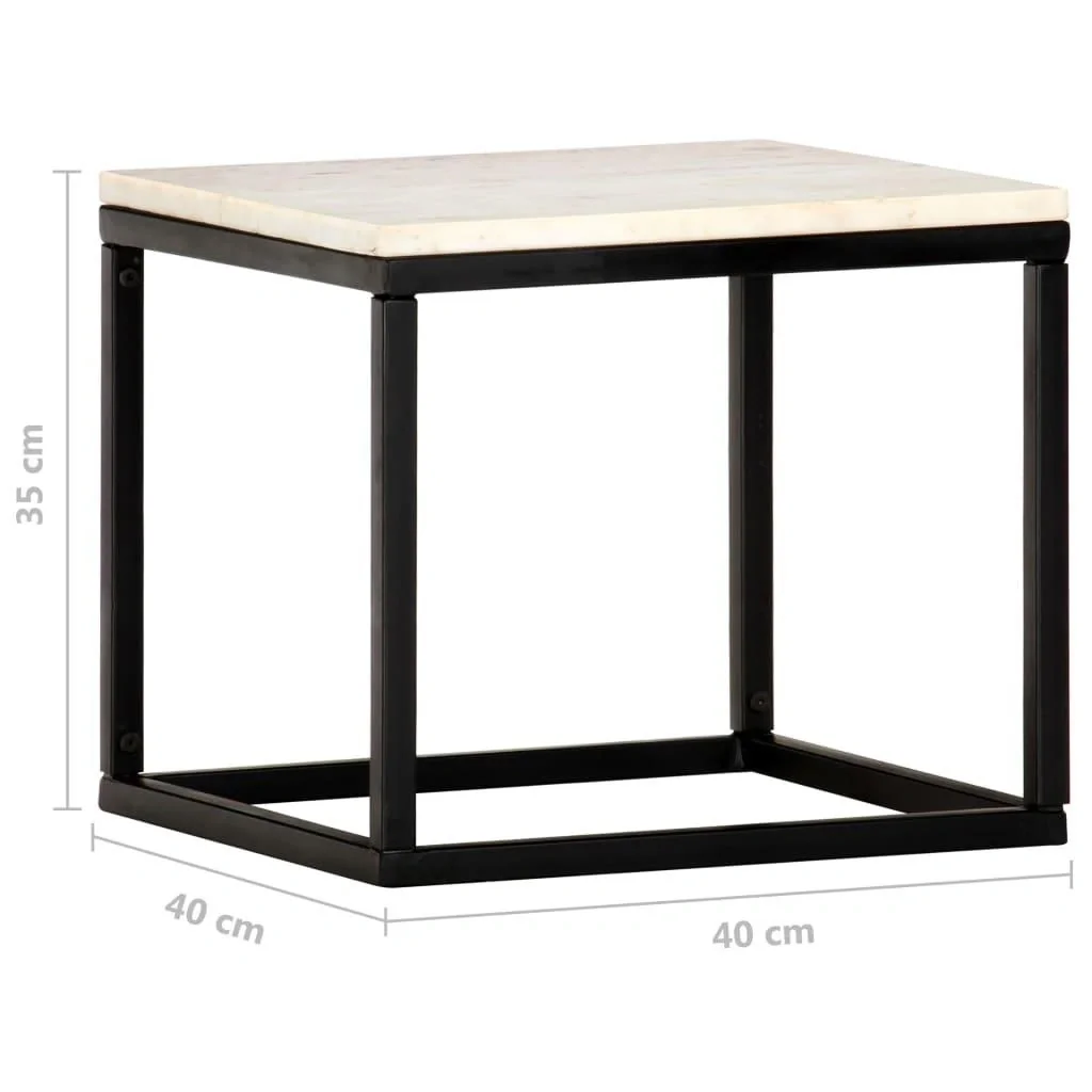 Couchtisch 40x40x35 cm Echtstein mit Marmorstruktur weiß - 5
