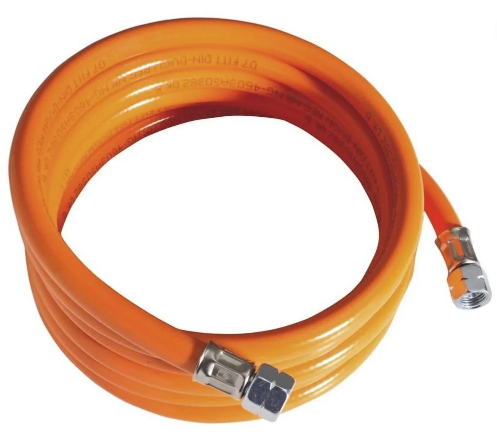 Mitteldruckschlauch 1500 mm, für Propan/Butan, DIN-DVGW, beidseitig R 1/4   links. - 1