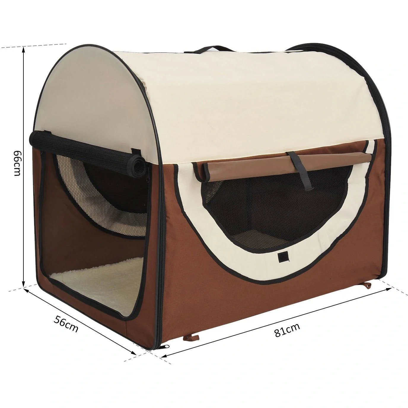 Hundetransportbox, faltbar, Größe XL - 81x56x66 cm, kaffeebraun-creme - 6